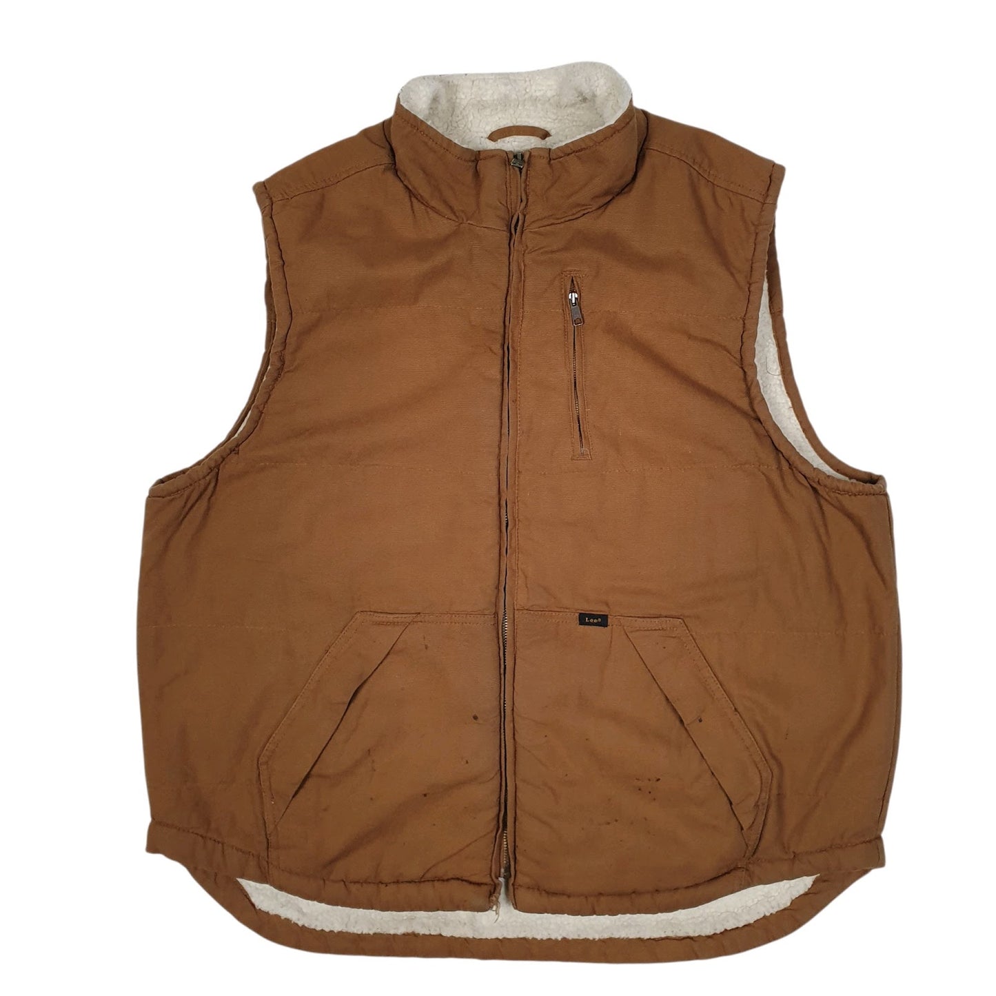 Mens Brown Lee Vest Bodywarmer Sherpa Lined  Coat