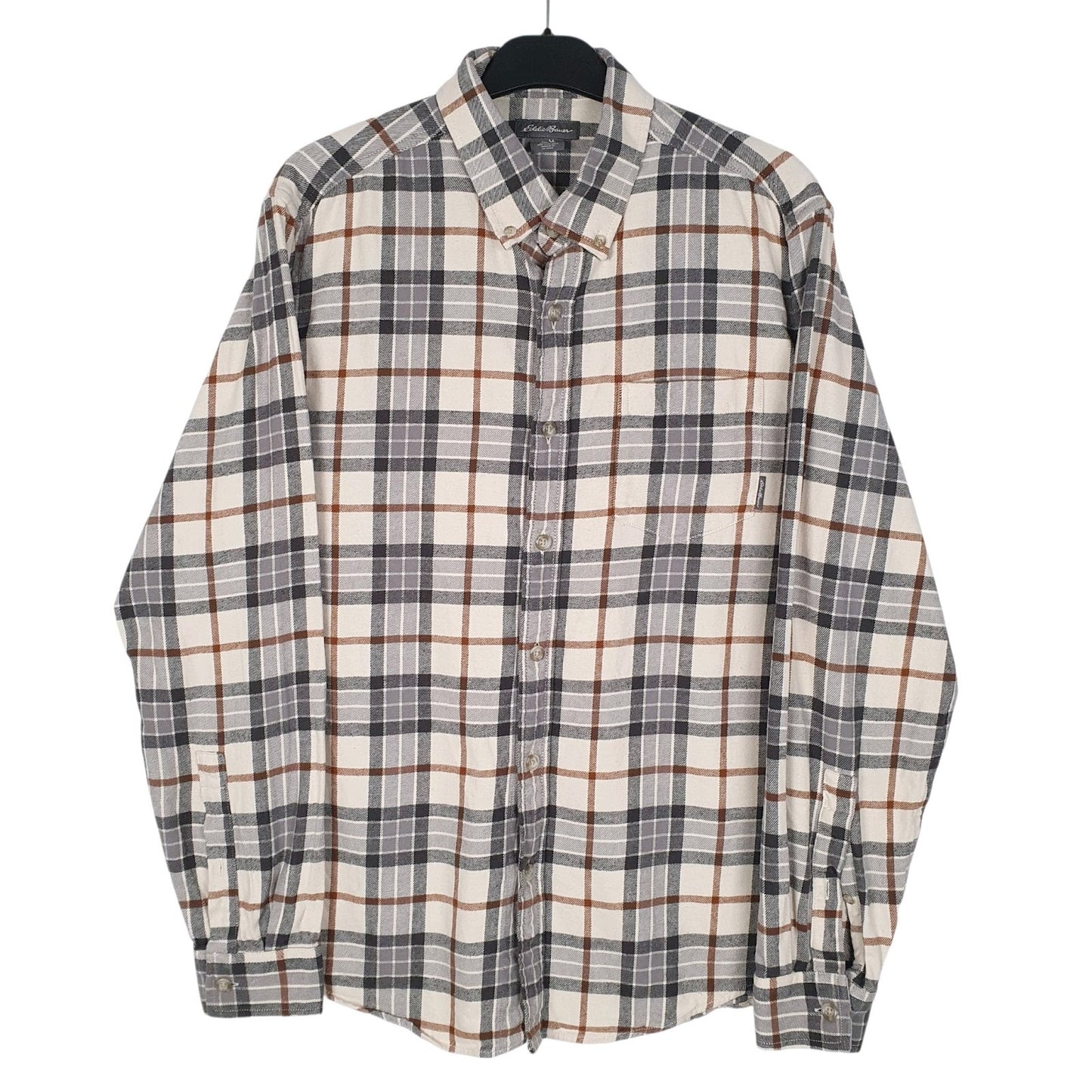 Mens Grey Eddie Bauer Flannel Long Sleeve Shirt