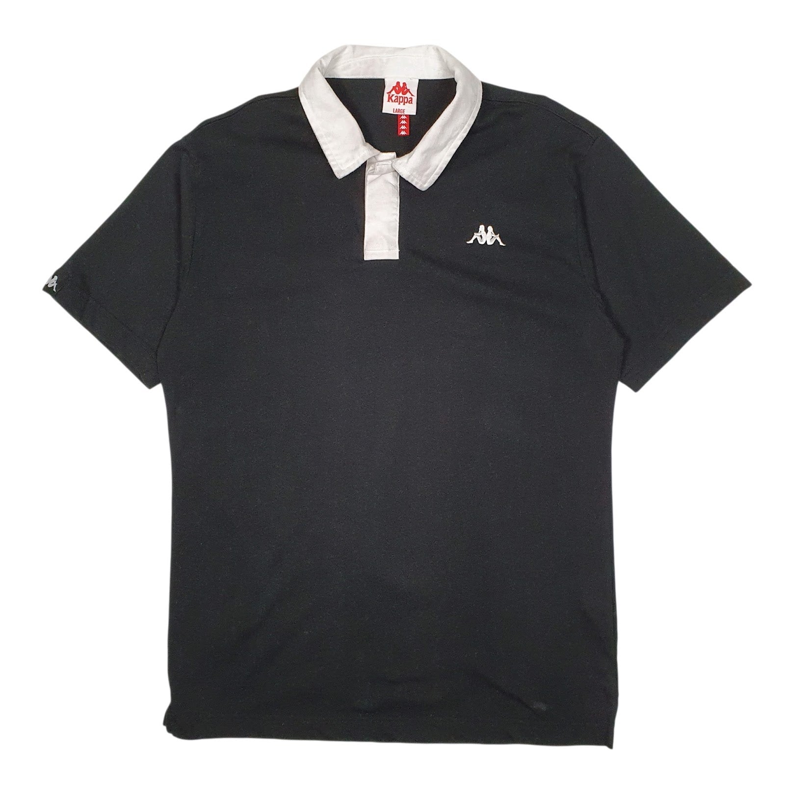 Mens Black Kappa  Short Sleeve Polo Shirt