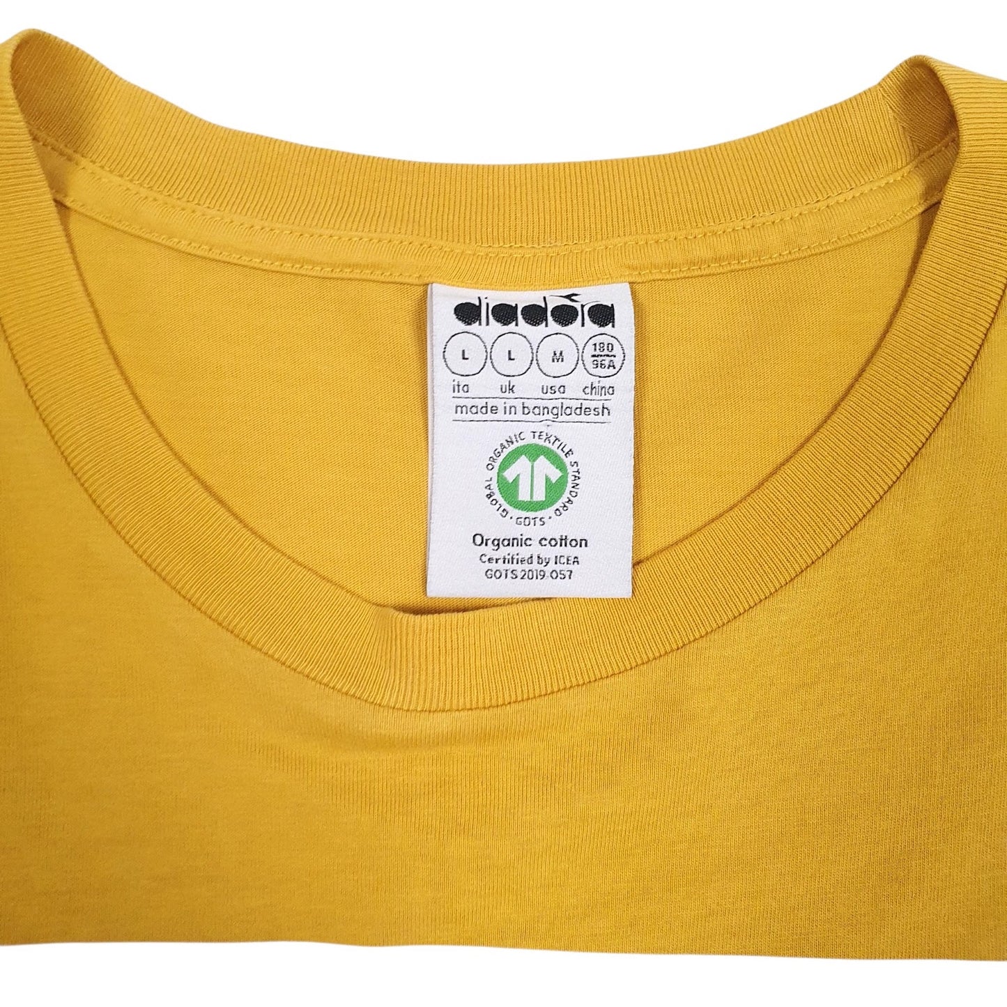 Mens Yellow Diadora Spellout  T Shirt