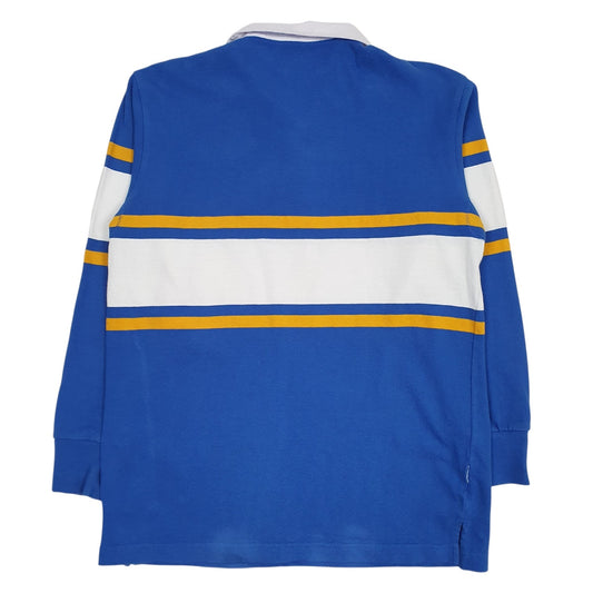 Mens Blue Uniform Basics Rugby Crewneck Polo Shirt