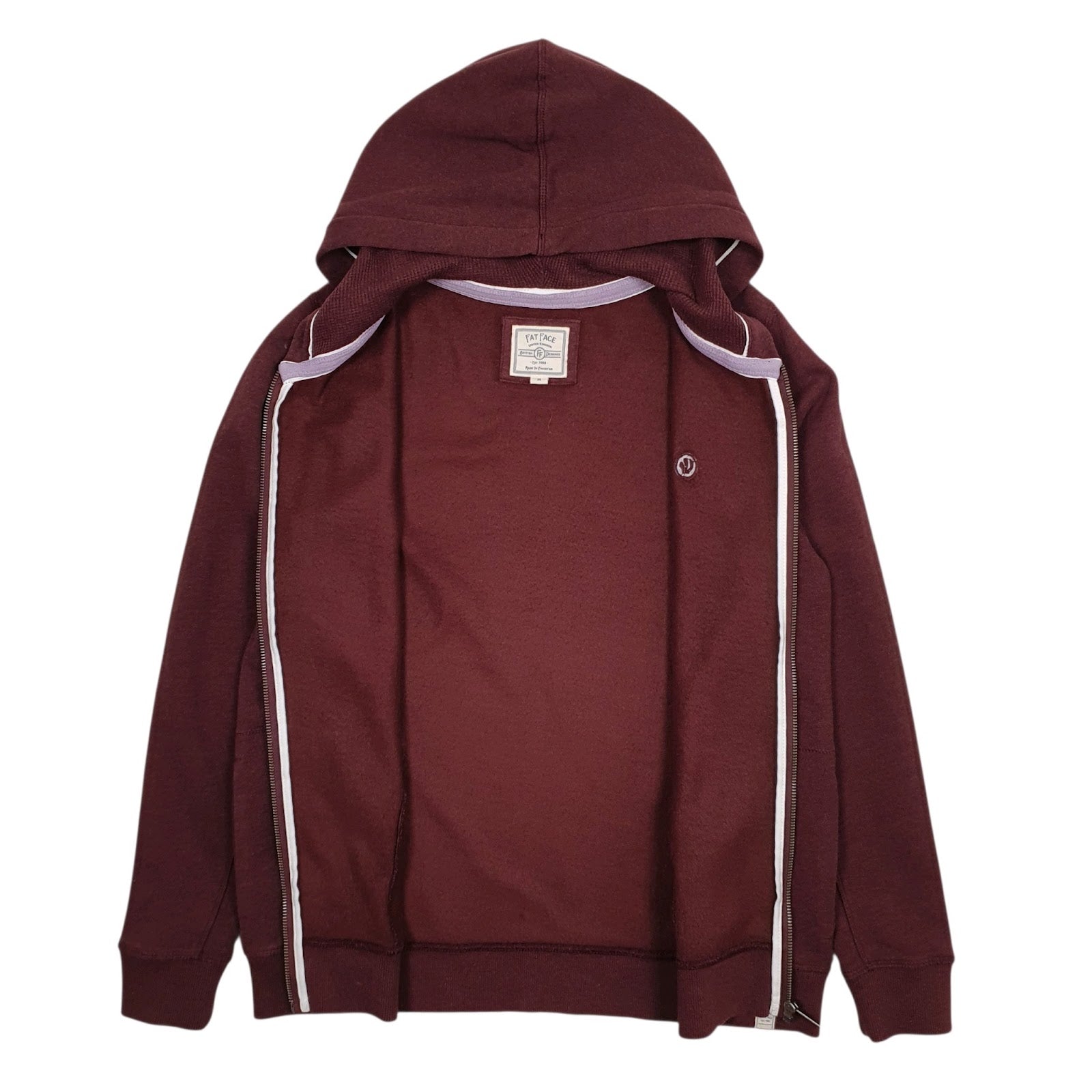 Womens Burgundy Fat Face Hoodie Full Zip Jumper