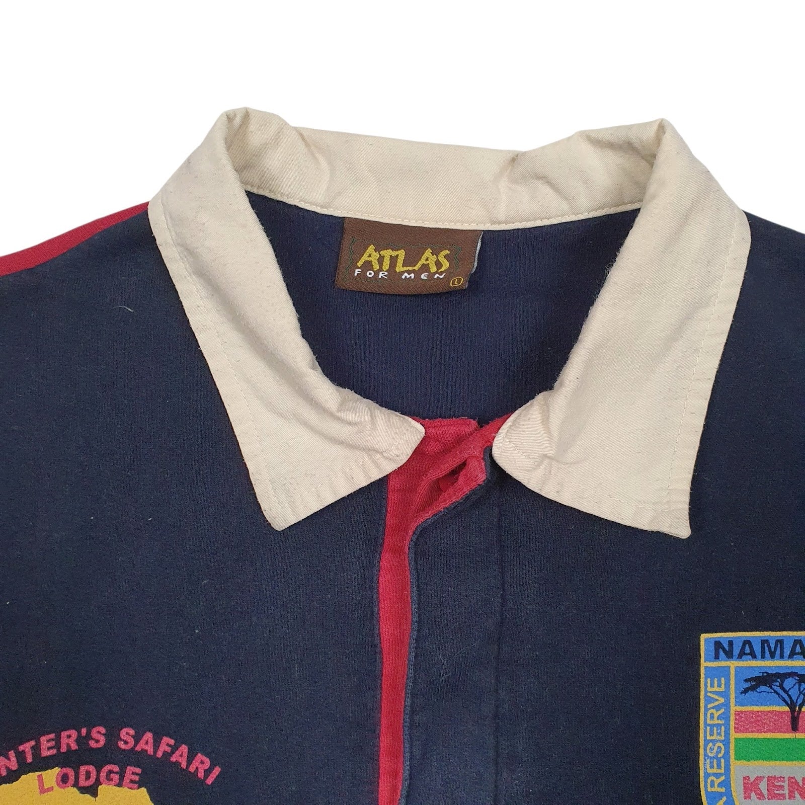 Mens Navy Atlas Rugby Namanga Safari Kenya  Polo Shirt