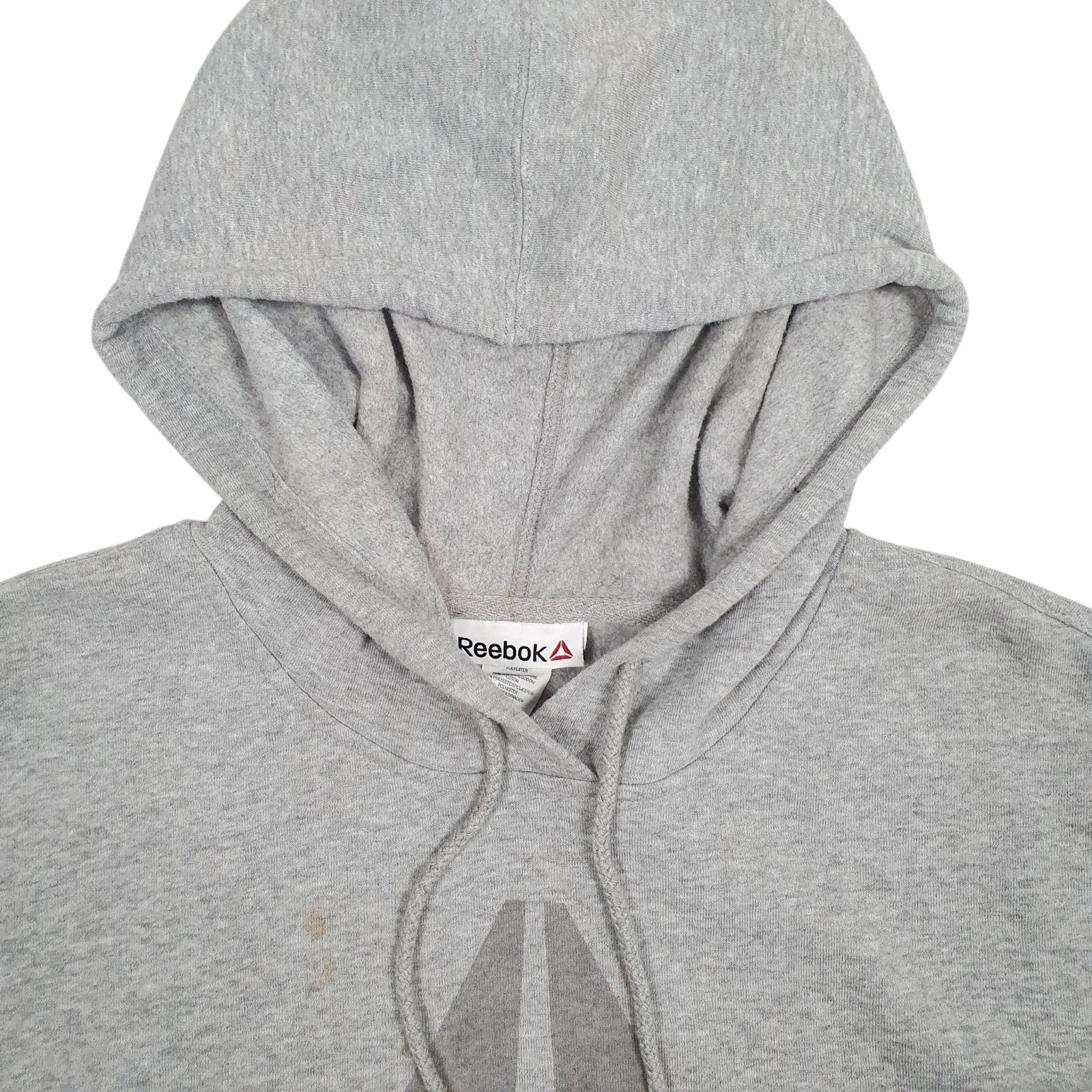 Mens Grey Reebok Spellout Hoodie Jumper