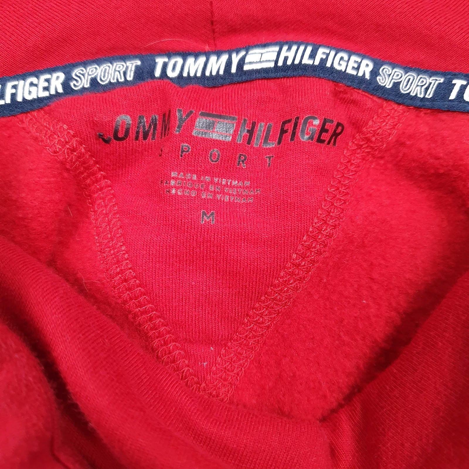 Womens Red Tommy Hilfiger Spellout Sport Shoal Neck Jumper