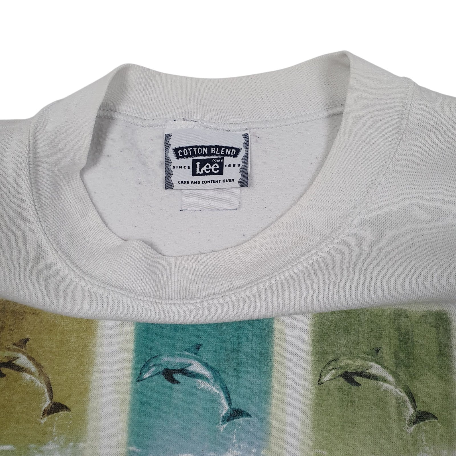 Mens White Lee Vintage 90s Seaworld Crewneck Jumper