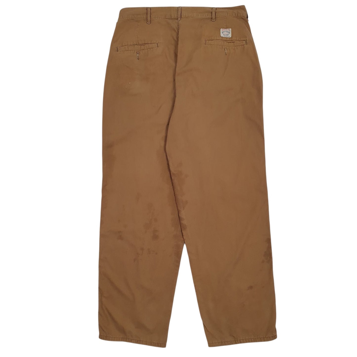 Mens Brown Polo Ralph Lauren Vintage 90s Made In USA Pleated  Trousers