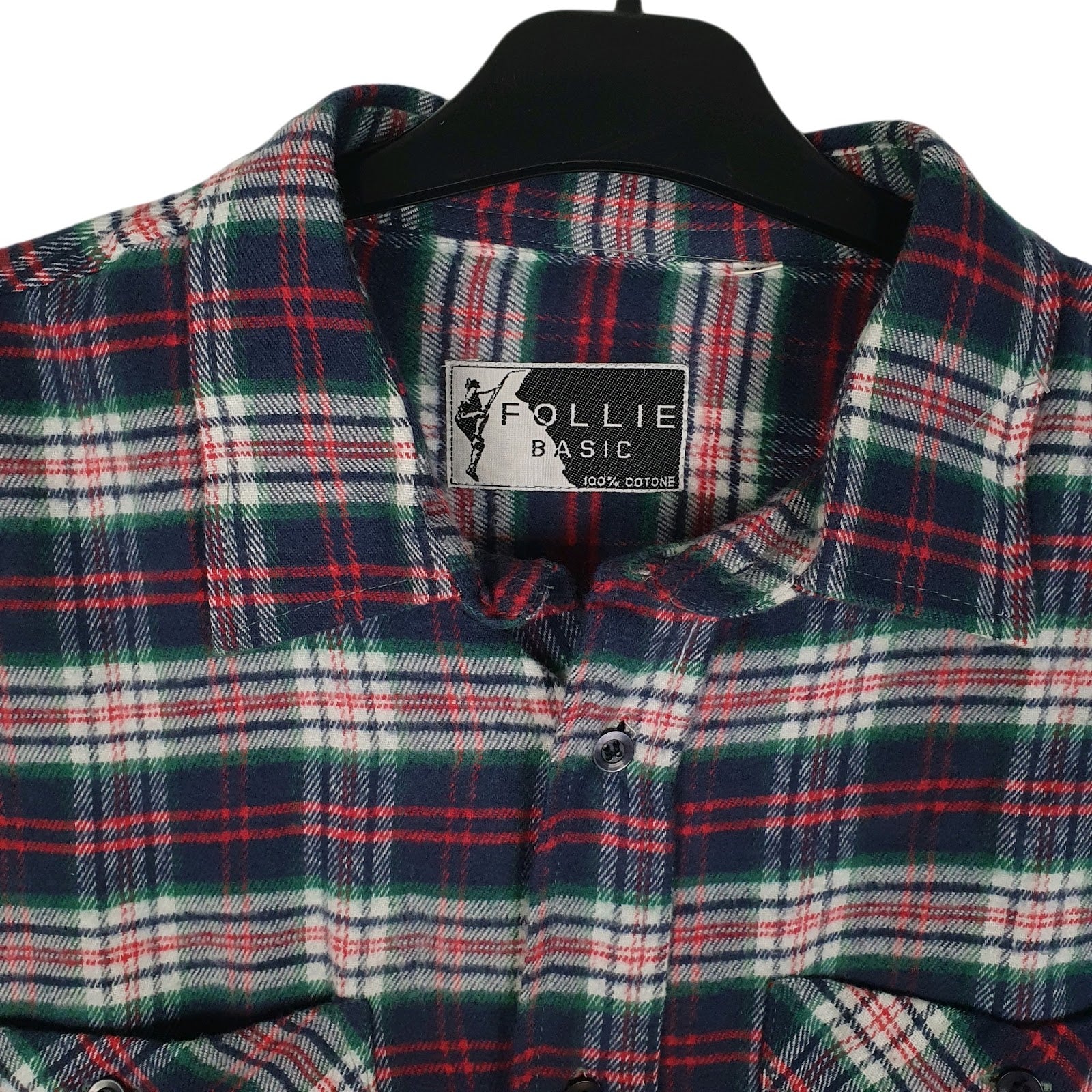 Mens Navy Follie Basic Plaid Flannel  Shirt
