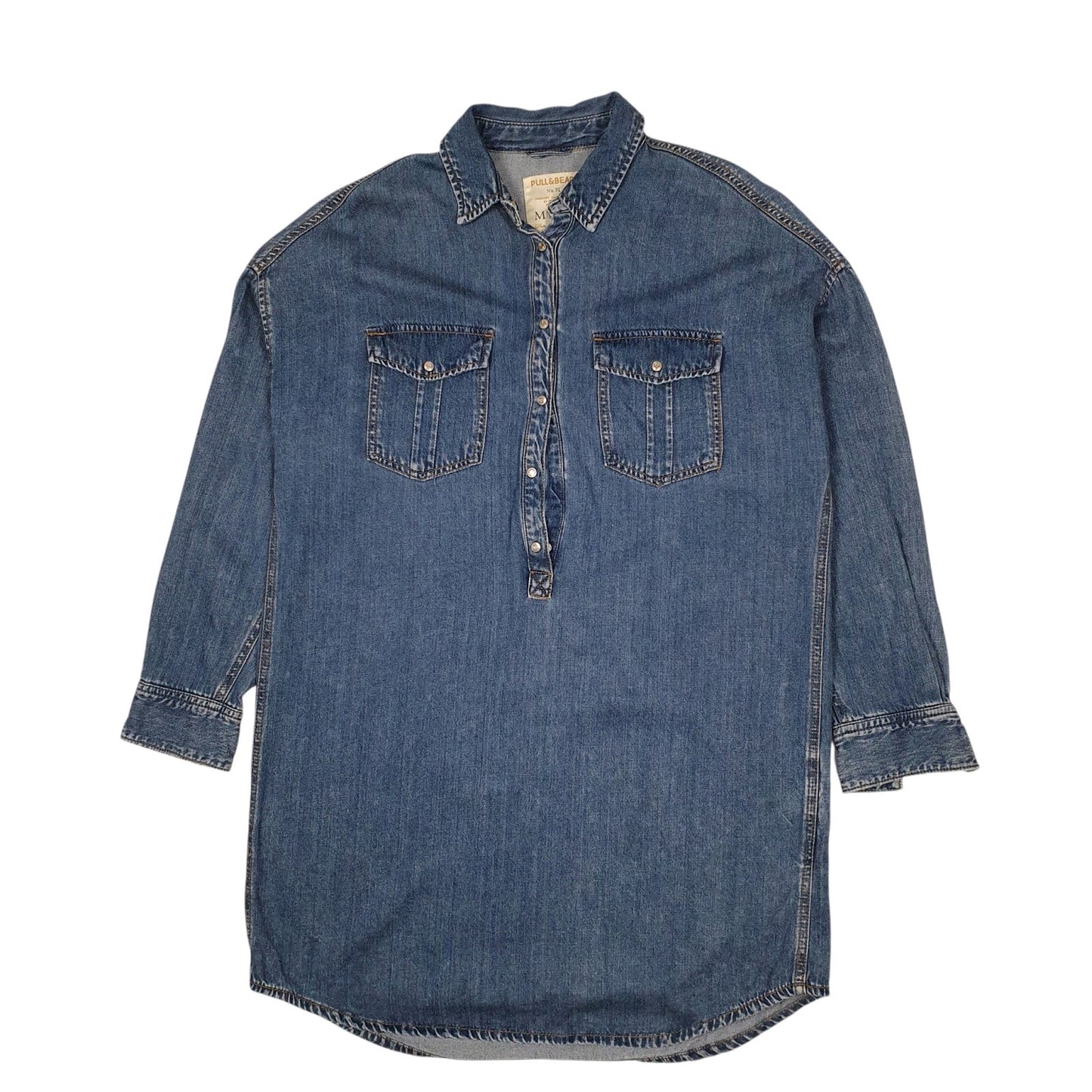 Womens Blue Pull & Bear  Long Sleeve Dress