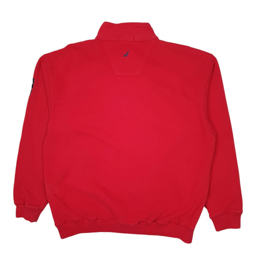 Mens Red Nautica  Quarter Zip Jumper