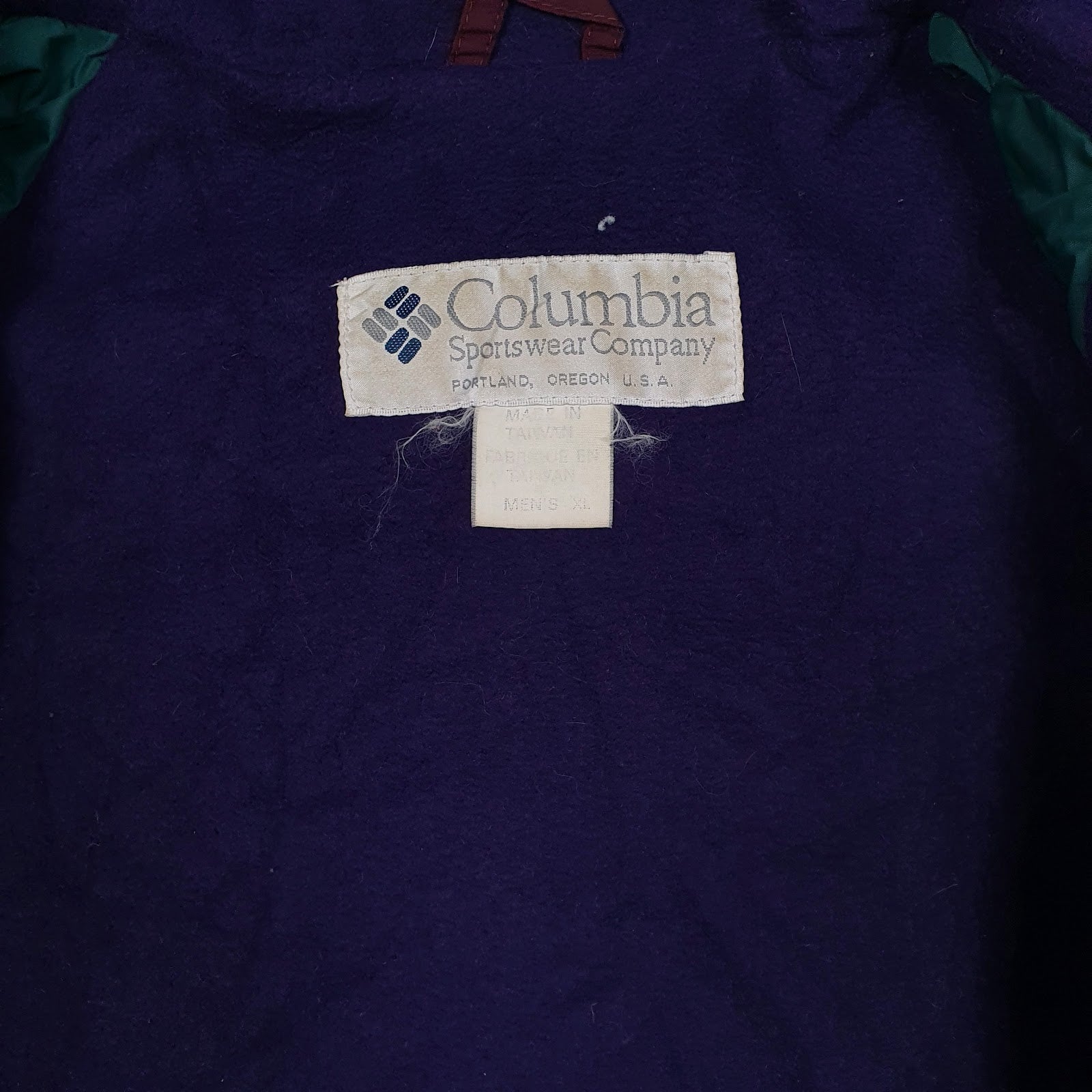 Mens Green Columbia Sportswear Company Vintage 90s Bomber Crewneck Coat