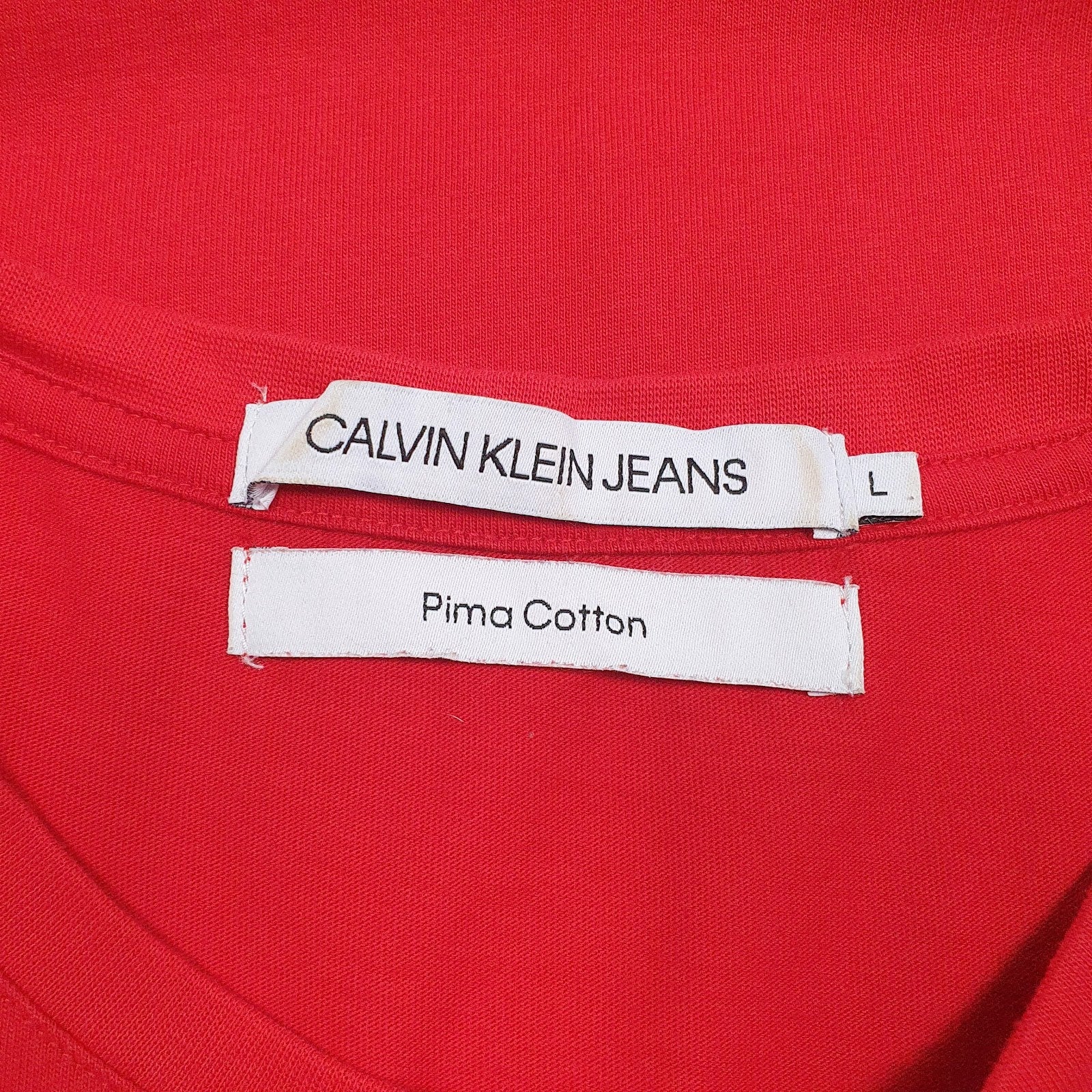 Mens Red Calvin Klein Spellout Pima  T Shirt
