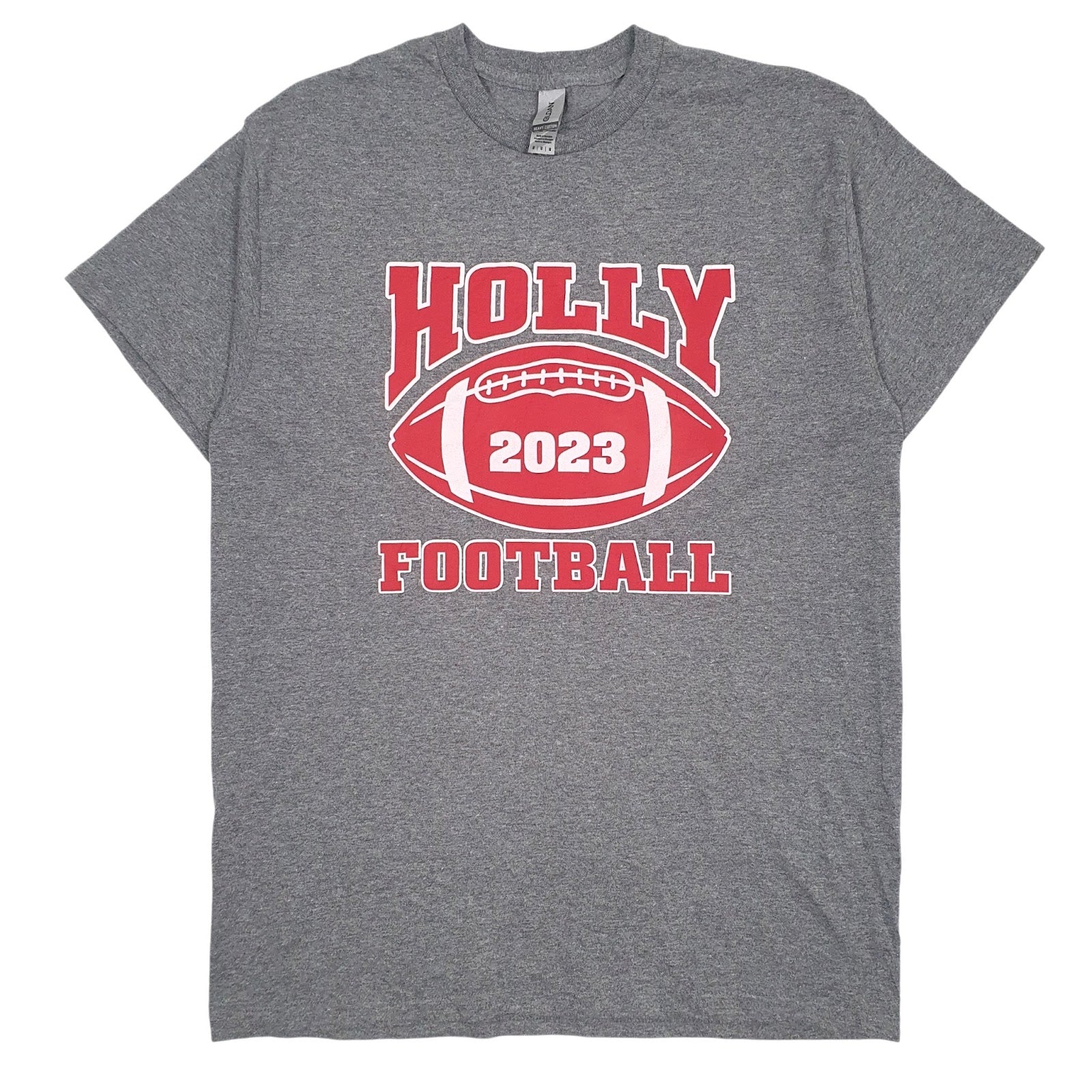 Mens Grey Gildan Holly Football Short Sleeve T Shirt