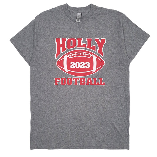 Mens Grey Gildan Holly Football Short Sleeve T Shirt