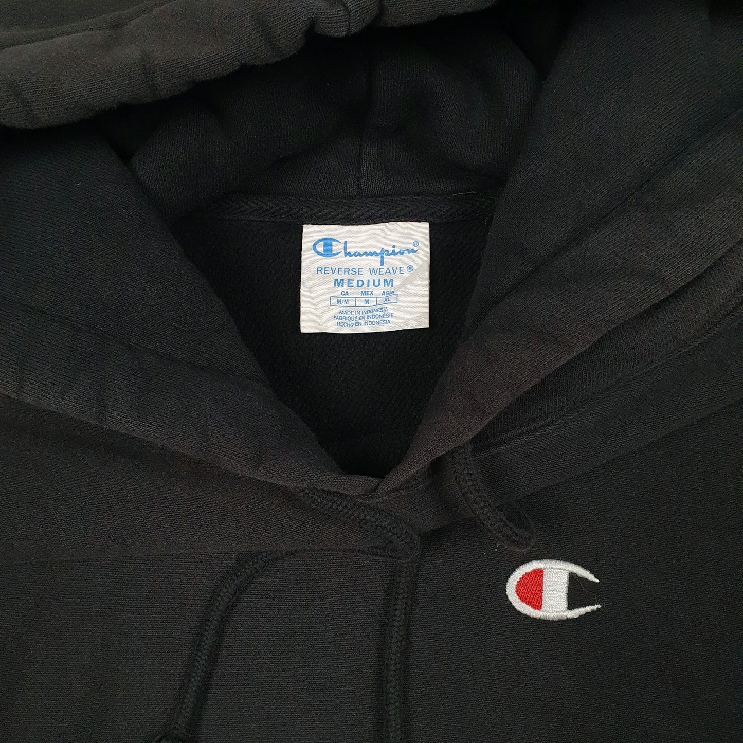 Mens Black Champion Reverse Weave Hoodie Jumper
