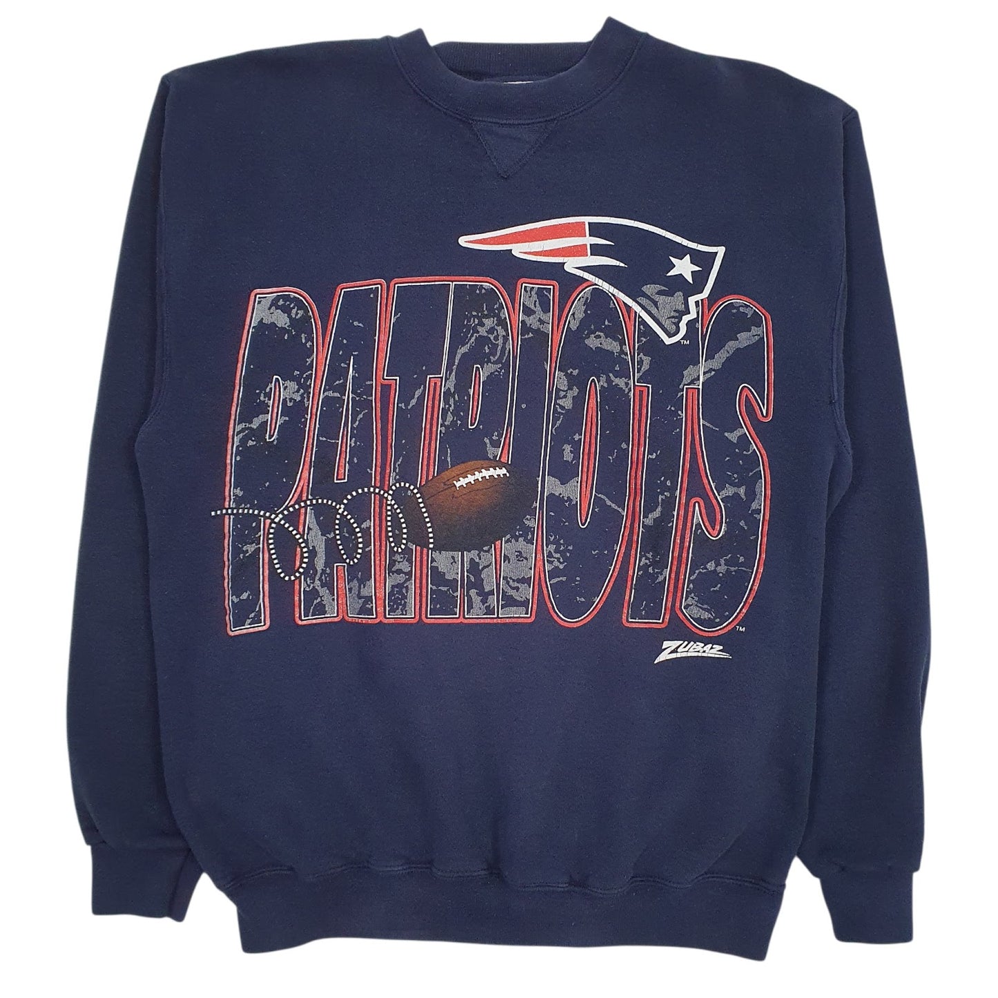 Mens Navy Zubaz NFL New England Patriots Crewneck Jumper