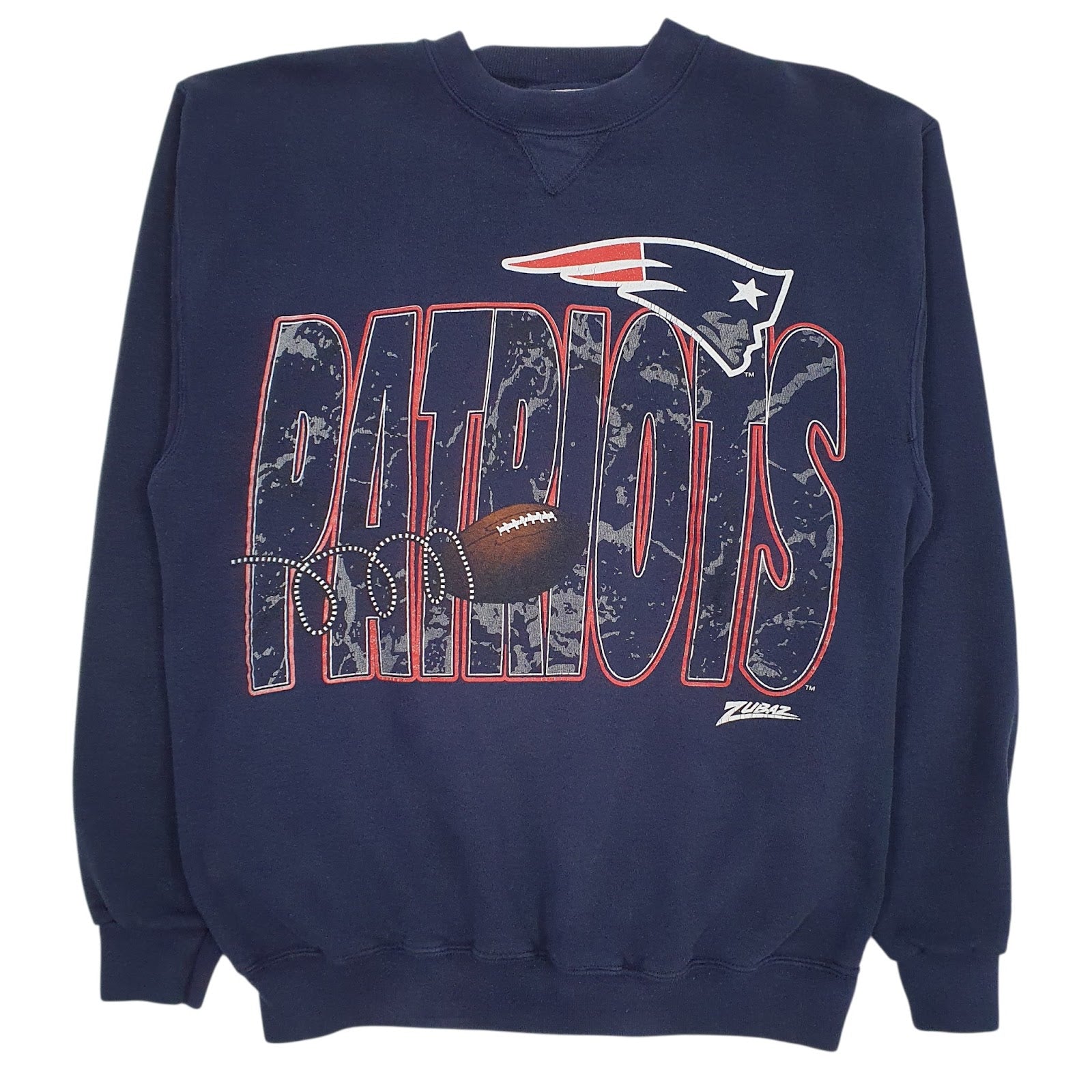 Mens Navy Zubaz NFL New England Patriots Crewneck Jumper