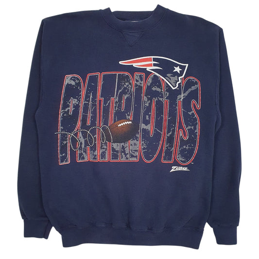 Mens Navy Zubaz NFL New England Patriots Crewneck Jumper