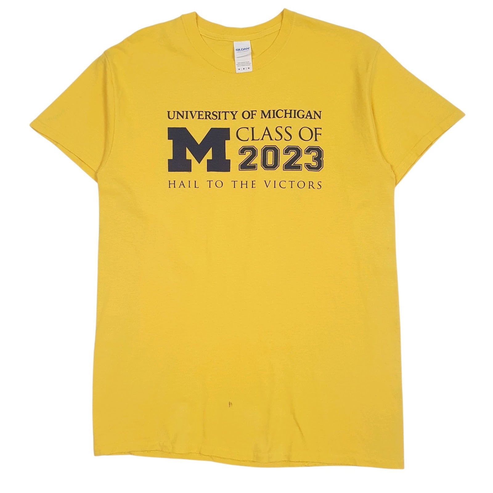 Mens Yellow Gildan University Of Michigan Short Sleeve T Shirt