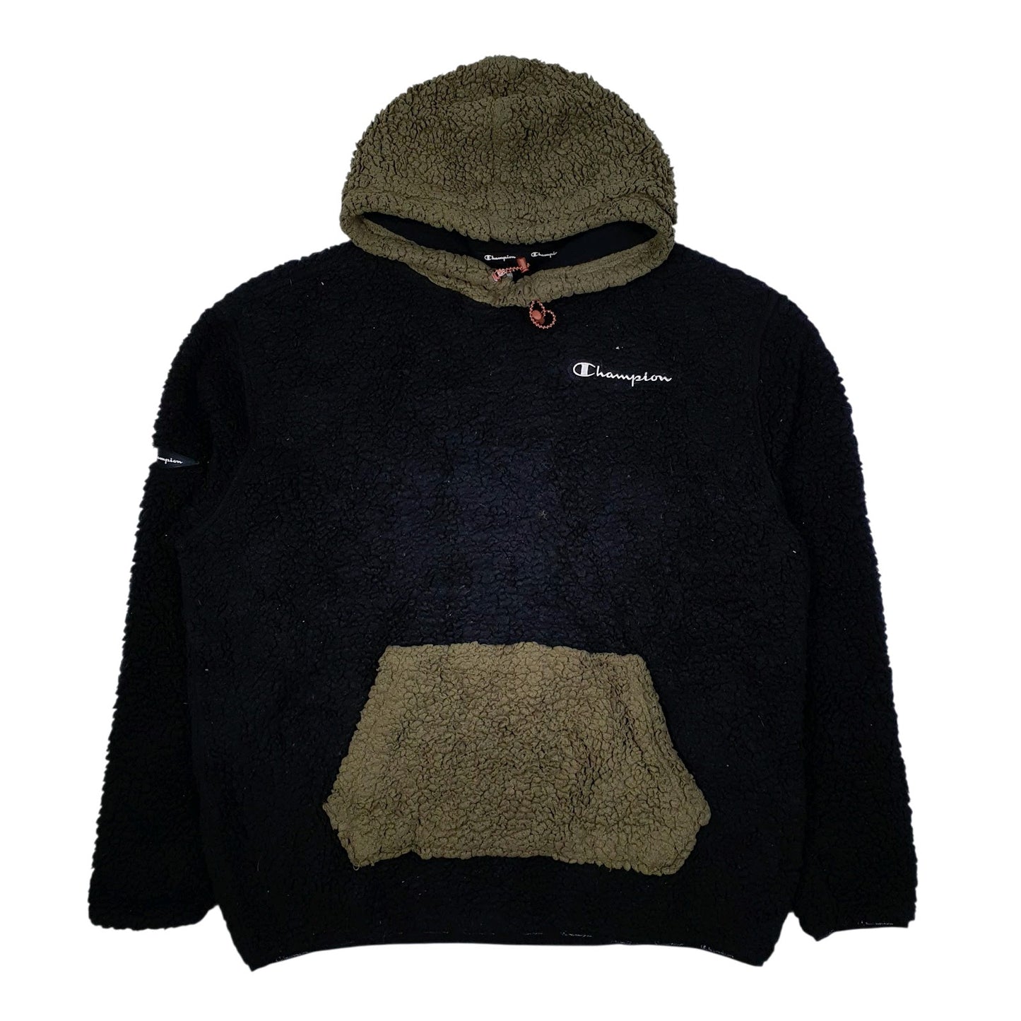 Mens Black Champion Sherpa Hoodie Jumper