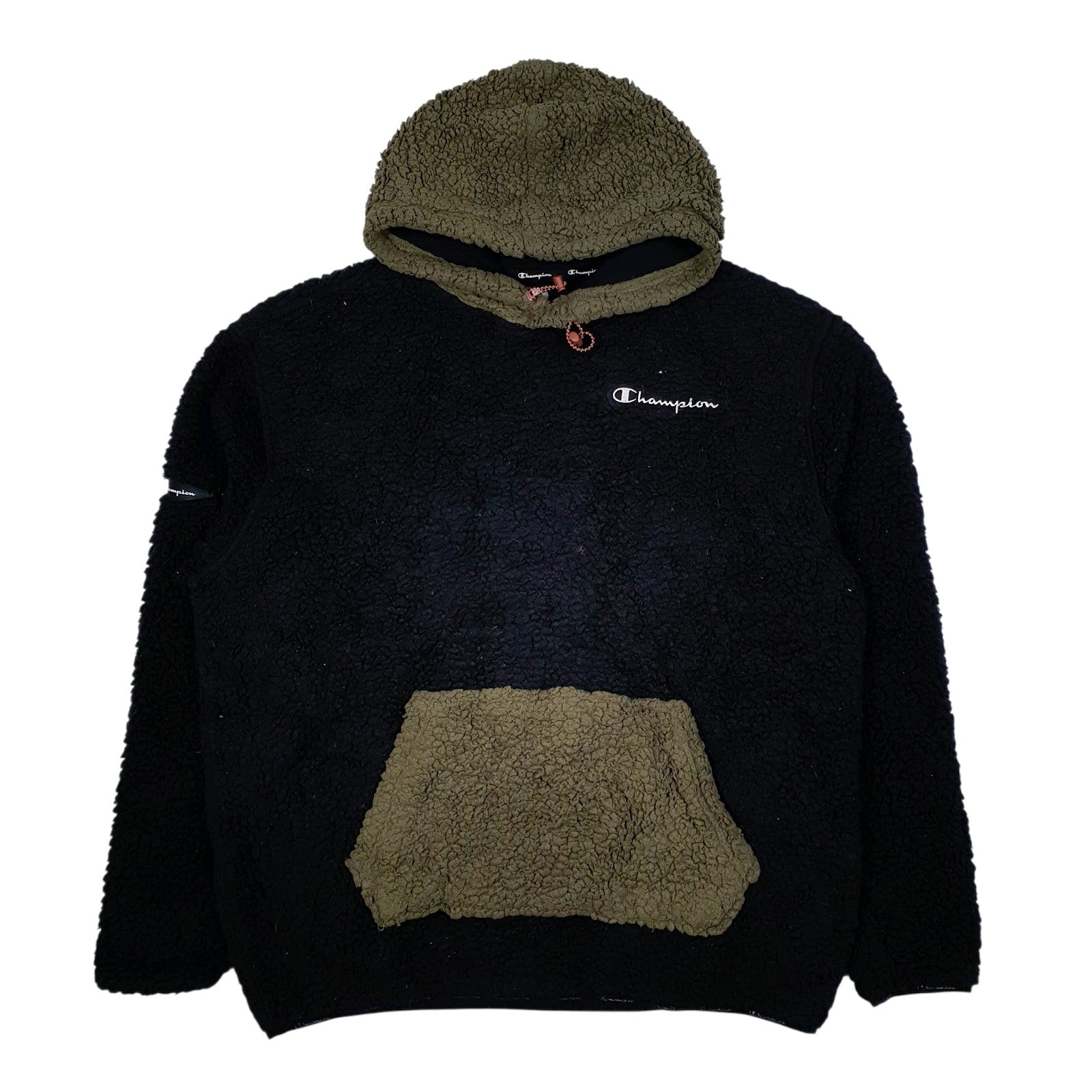 Mens Black Champion Sherpa Hoodie Jumper