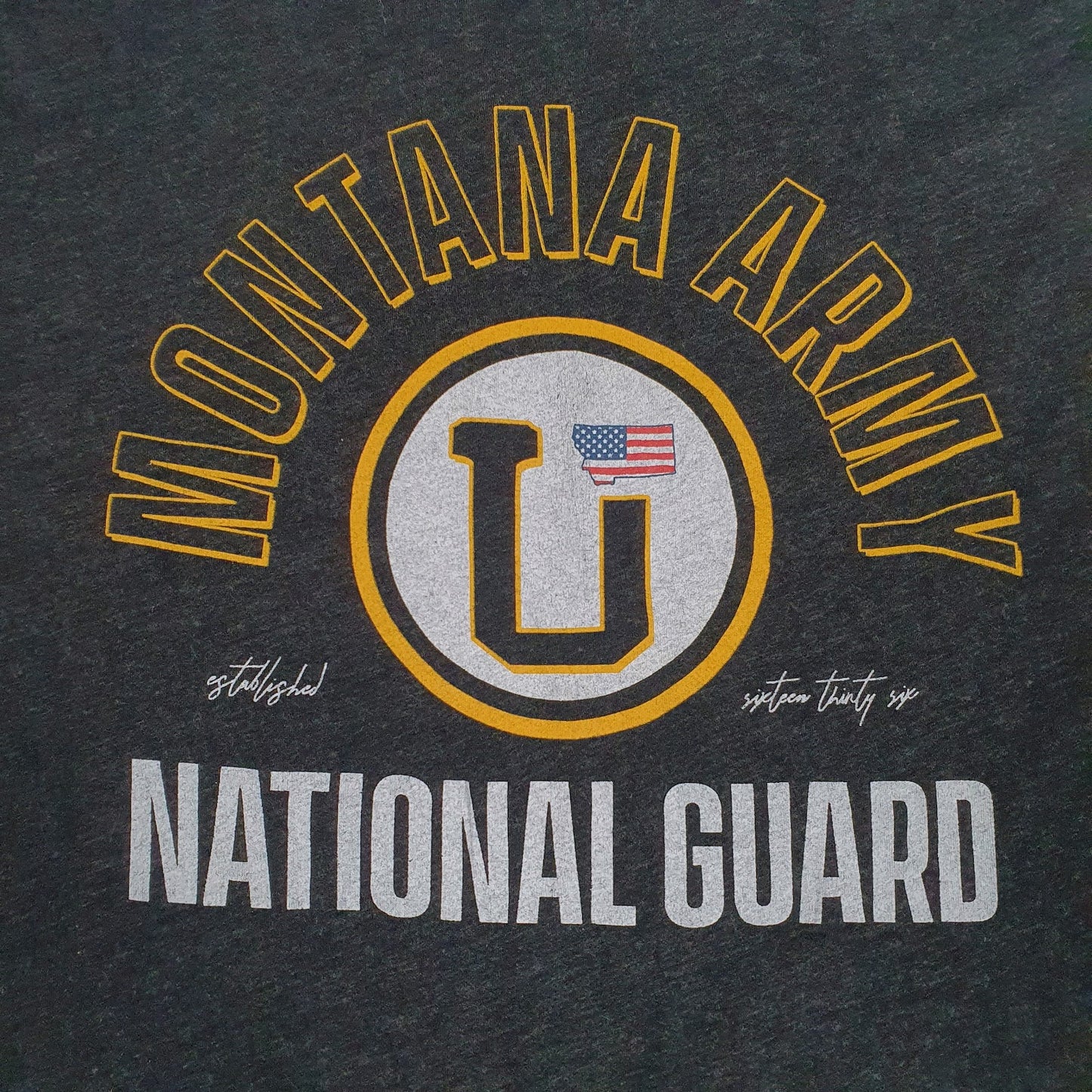 Mens Grey Unbranded Montana Army National Guard  T Shirt