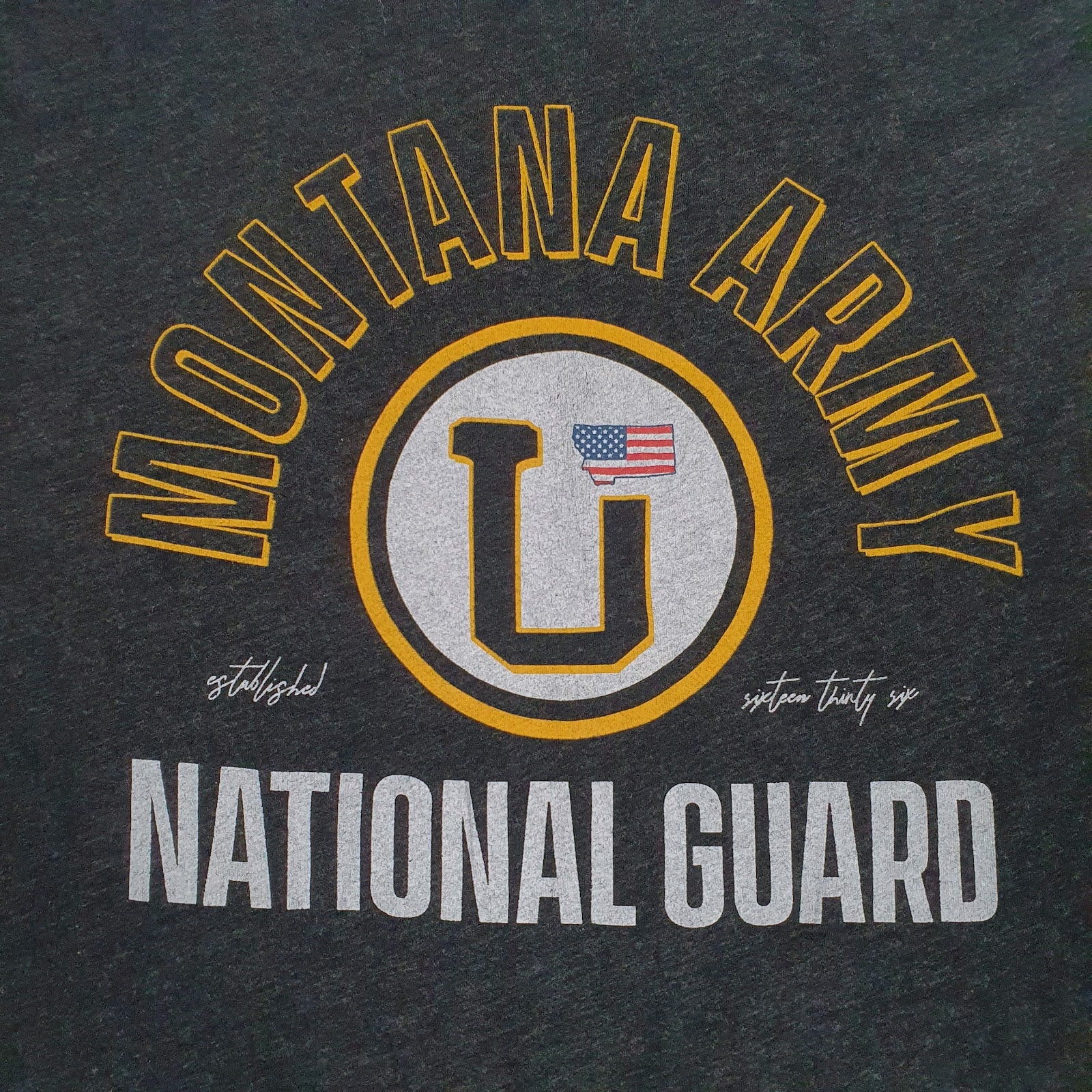 Mens Grey Unbranded Montana Army National Guard  T Shirt