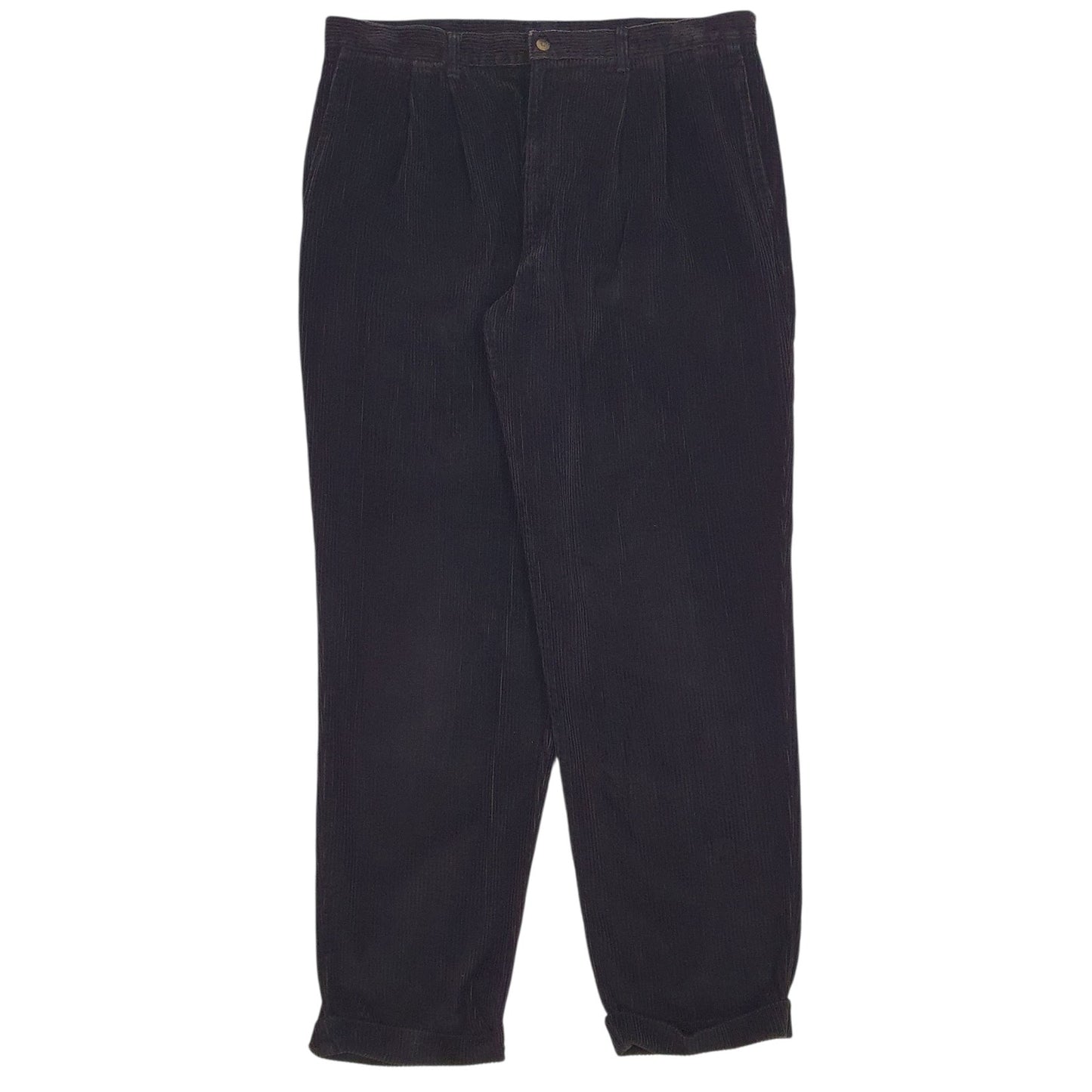 Mens Black Dockers Pleated Corduroy Trousers