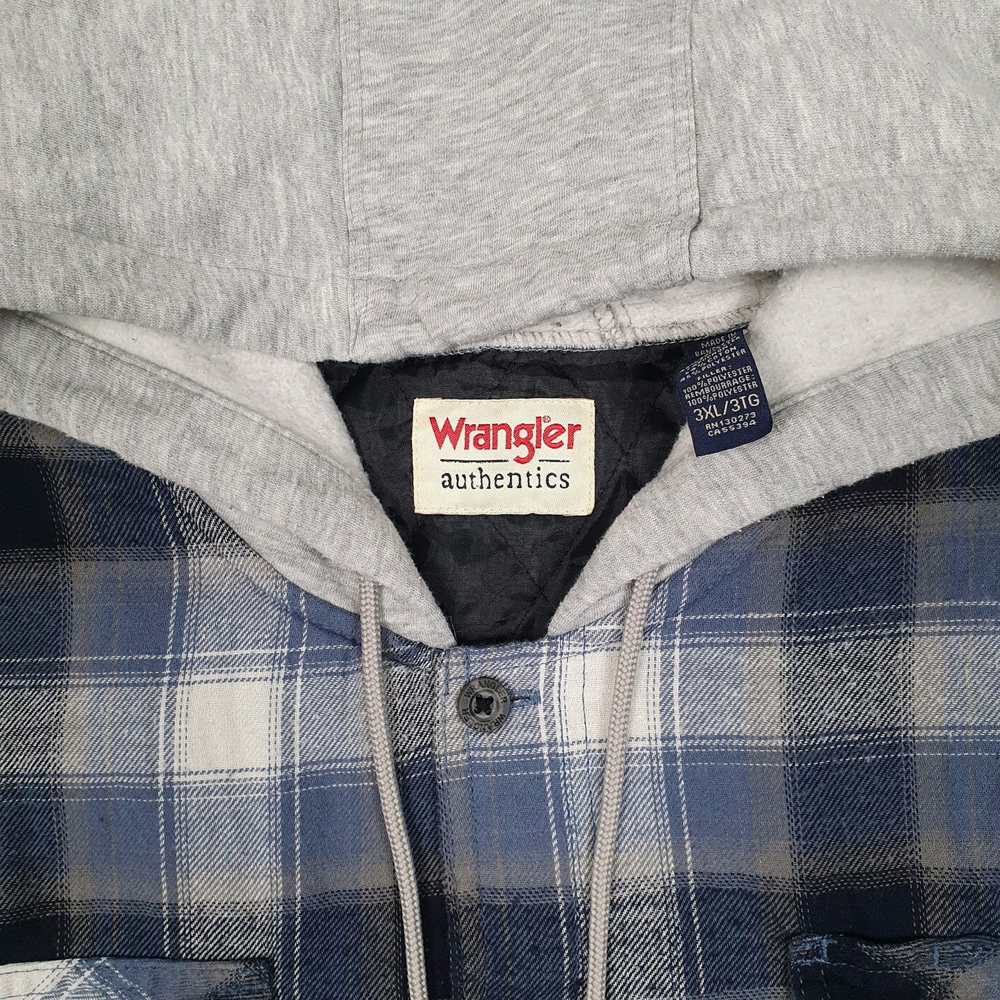 Mens Blue Wrangler Shacket Hoodie Plaid  Coat