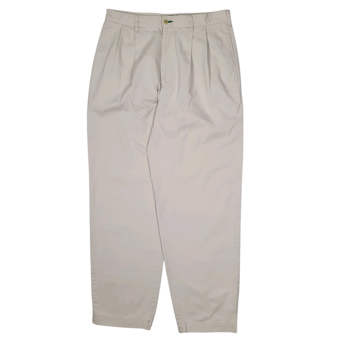 Mens Cream Tommy Hilfiger Double Pleated Vintage 90s Chino Trousers