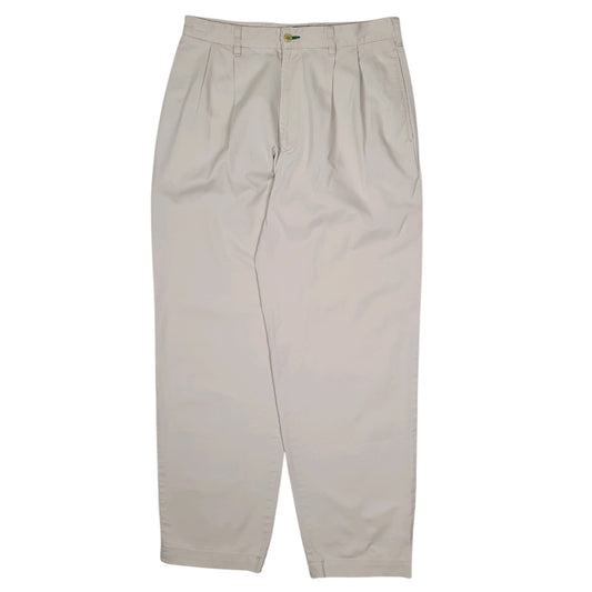 Mens Cream Tommy Hilfiger Double Pleated Vintage 90s Chino Trousers