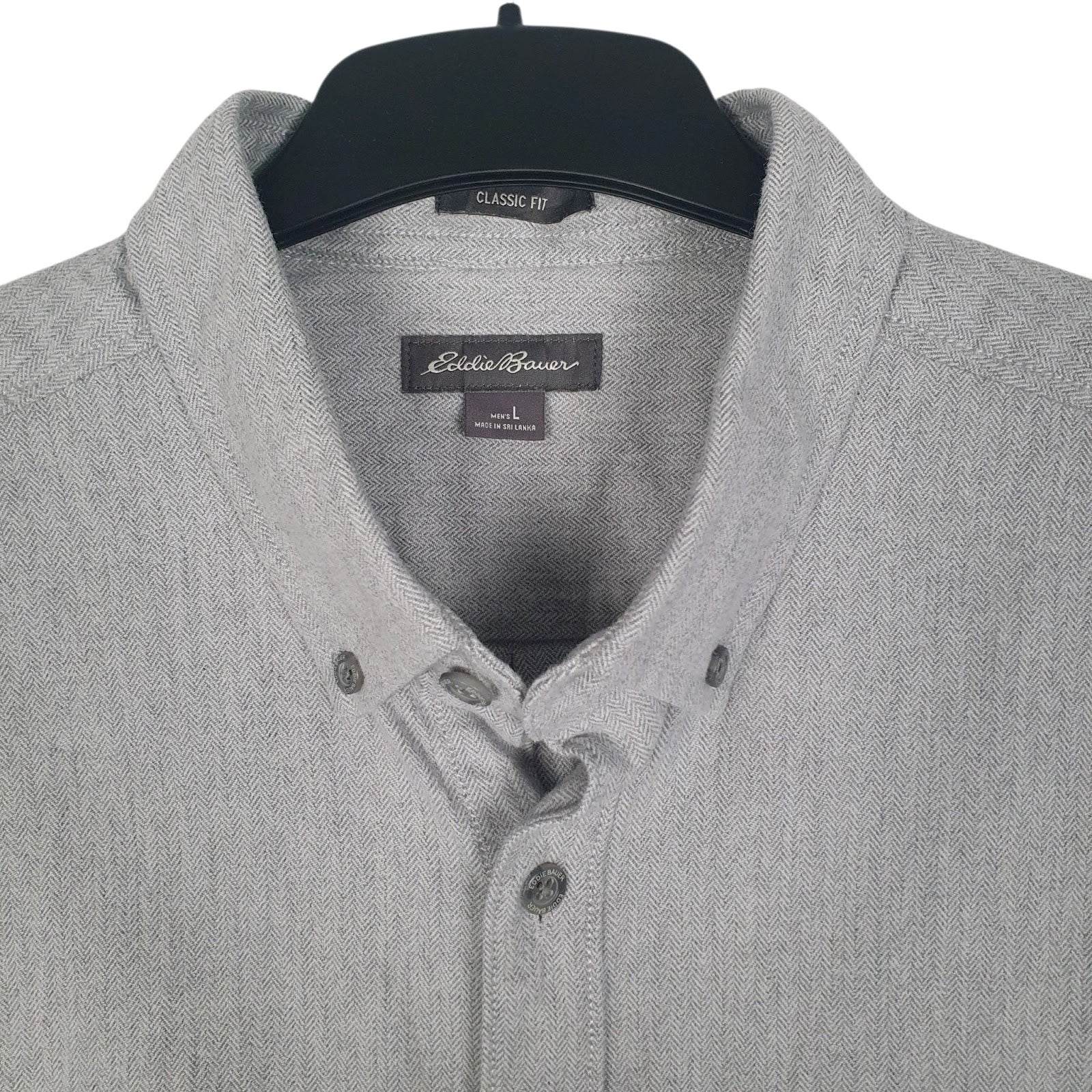 Mens Grey Eddie Bauer Heavy Herringbone  Shirt
