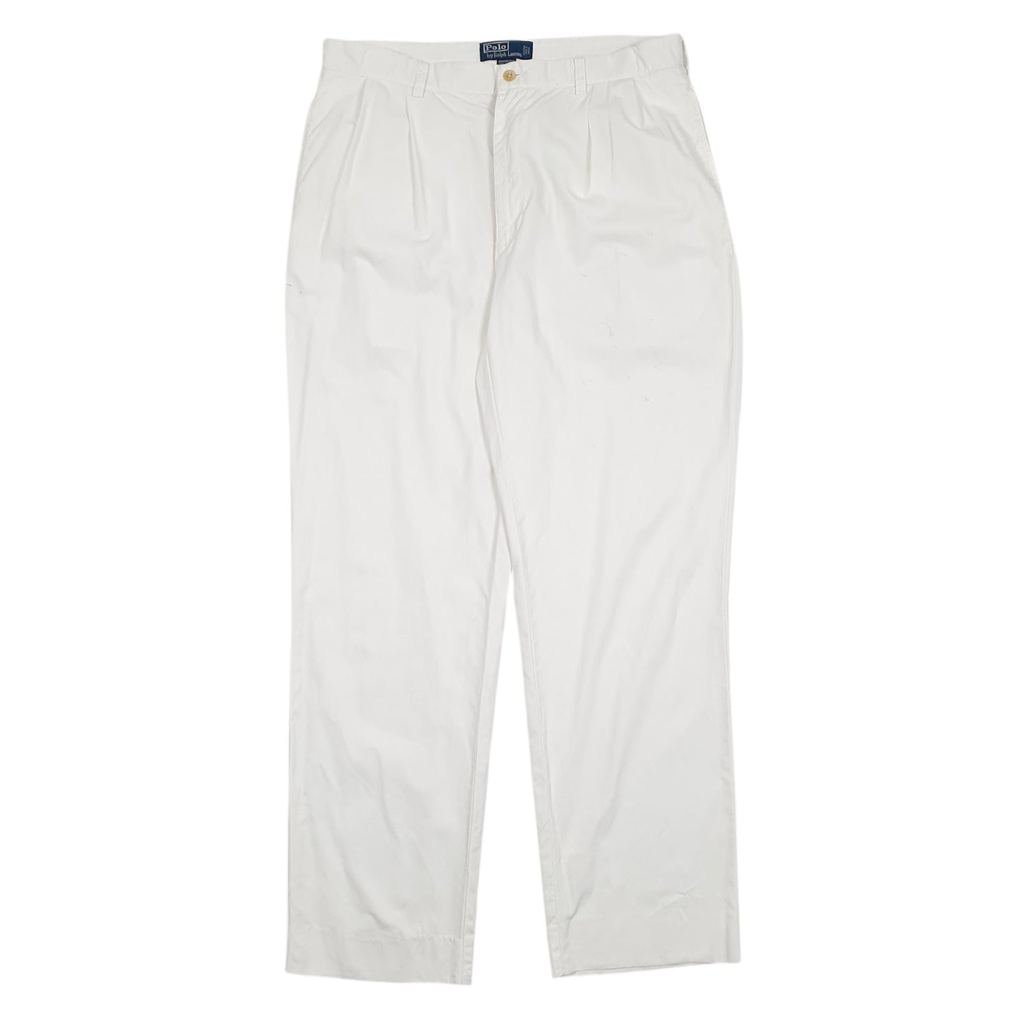 Mens White Polo Ralph Lauren Hammond Pant Double Pleated Chino Trousers