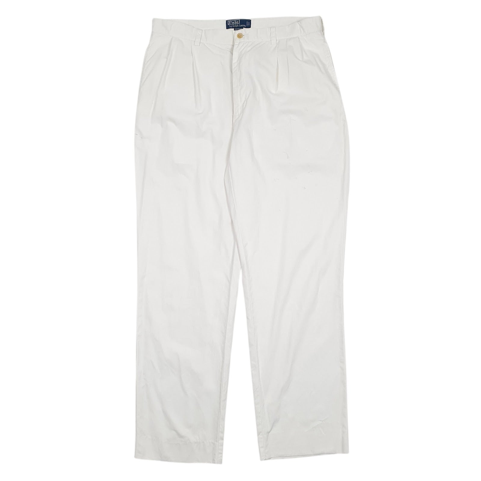 Mens White Polo Ralph Lauren Hammond Pant Double Pleated Chino Trousers