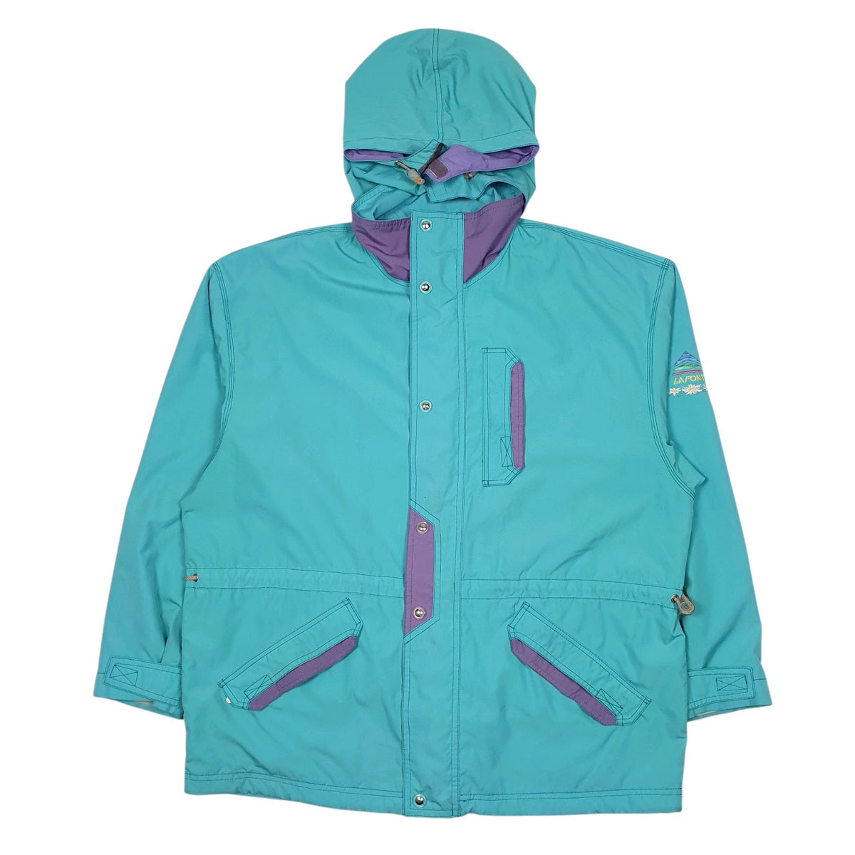 Womens Blue LA Font Vintage 90s Made In Italy Windbreaker  Coat