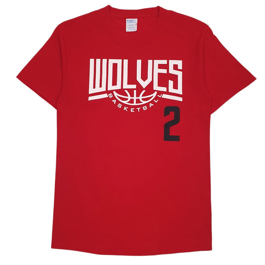 Mens Red Port & Company Wolves Basketball Short Sleeve T Shirt
