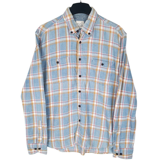 Mens Blue Back Numbers Flannel Long Sleeve Shirt