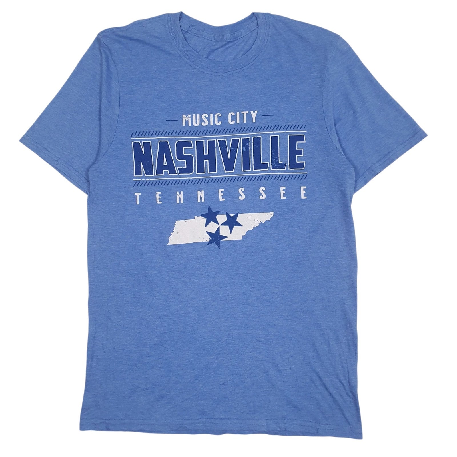 Mens Blue Unbranded Music City Nashville Tennesse Short Sleeve T Shirt