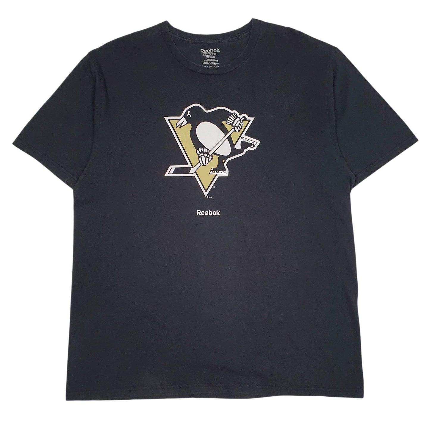 Mens Black Reebok NHL Pittsburgh Penguins Short Sleeve T Shirt