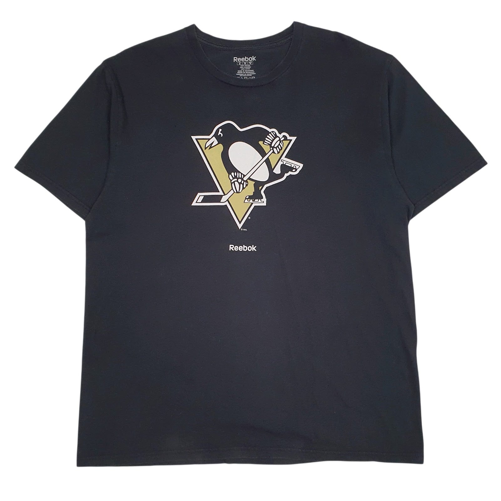 Mens Black Reebok NHL Pittsburgh Penguins Short Sleeve T Shirt
