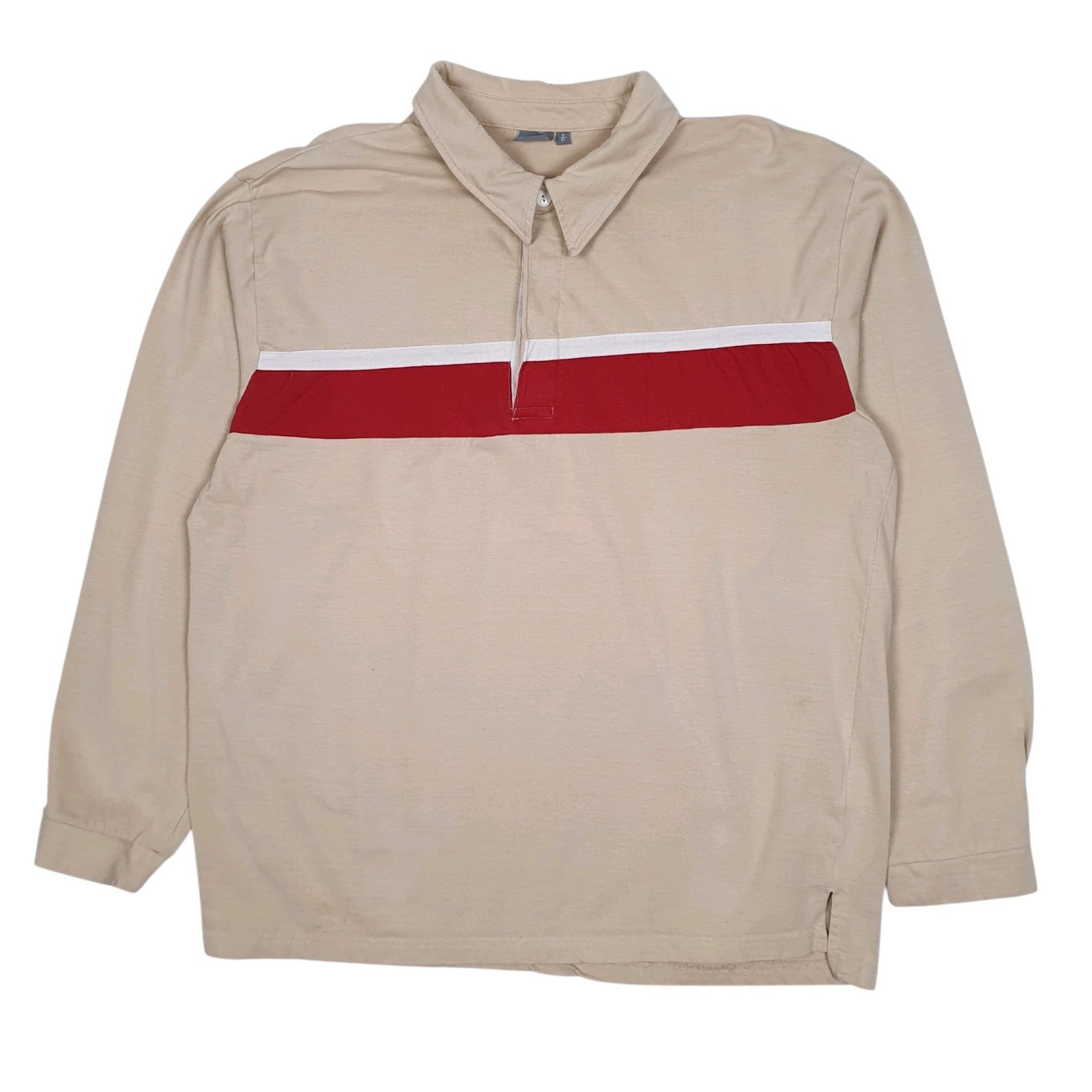 Mens Beige Influx Rugby Long Sleeve Polo Shirt