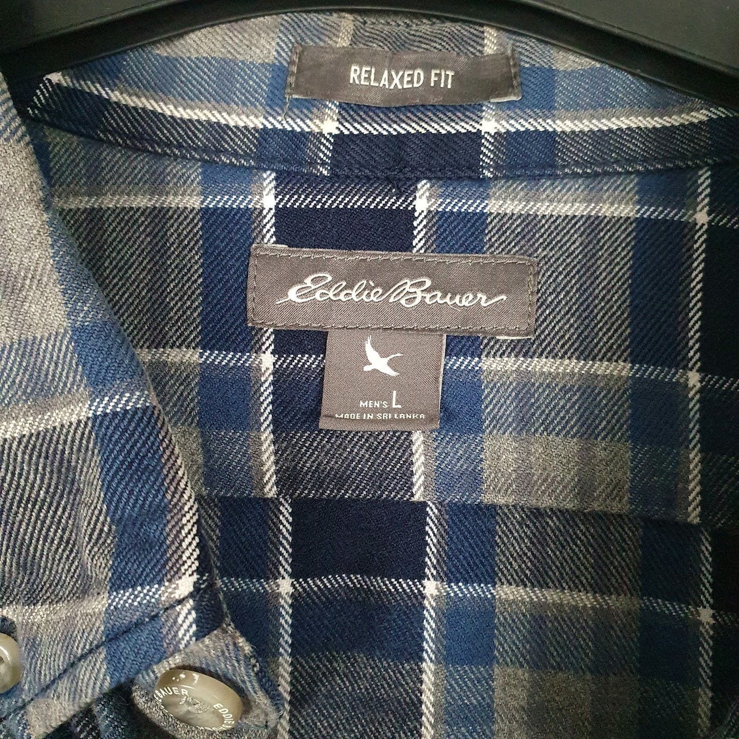 Mens Grey Eddie Bauer Flannel  Shirt