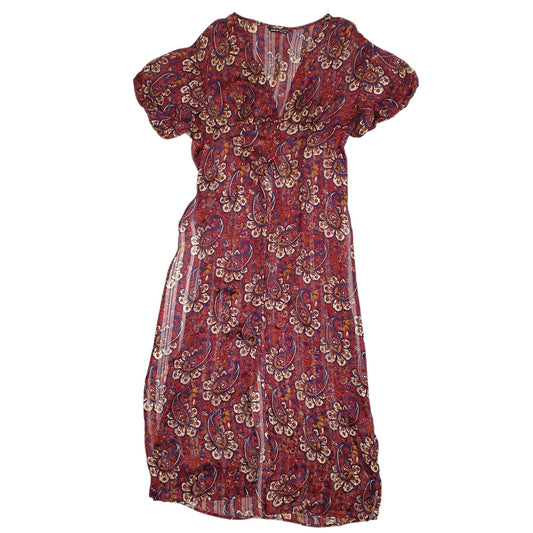 Womens Burgundy Shein Shear Beach Throw Short Sleeve Dress