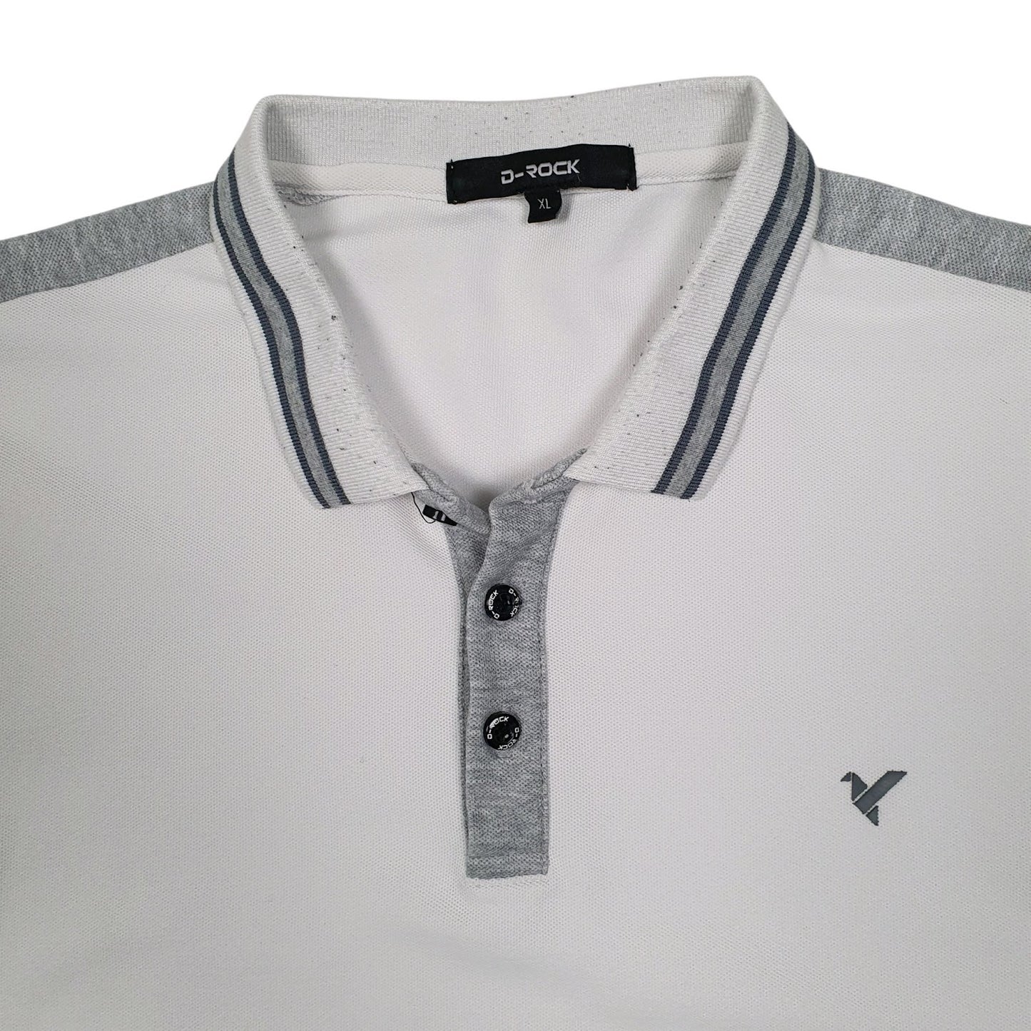Mens White D-Rock  Cardigan Polo Shirt