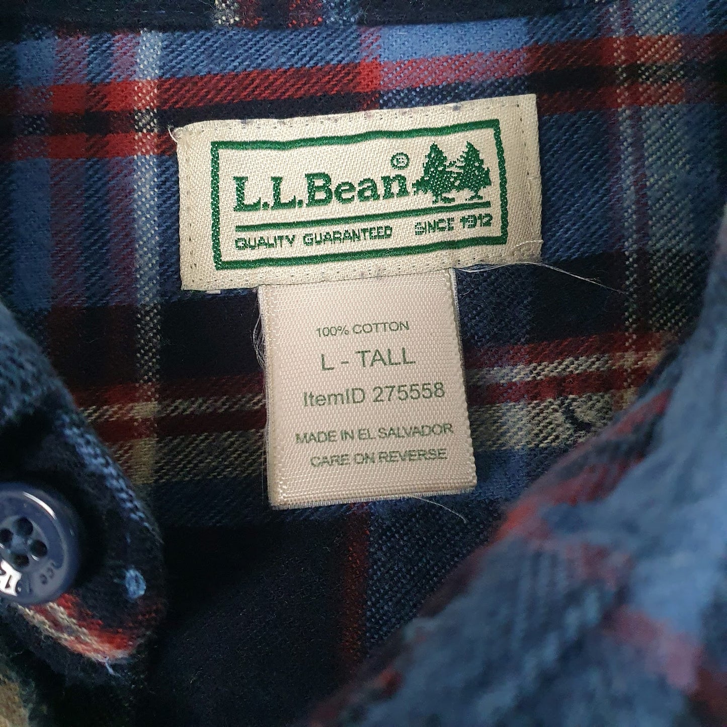 Mens Blue L.L.Bean Flannel  Shirt