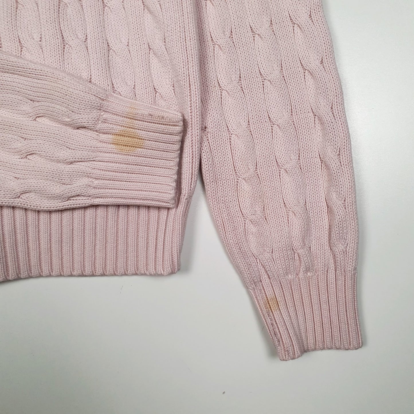 Womens Pink Polo Ralph Lauren Sport Cable Knit Hoodie Full Zip Jumper