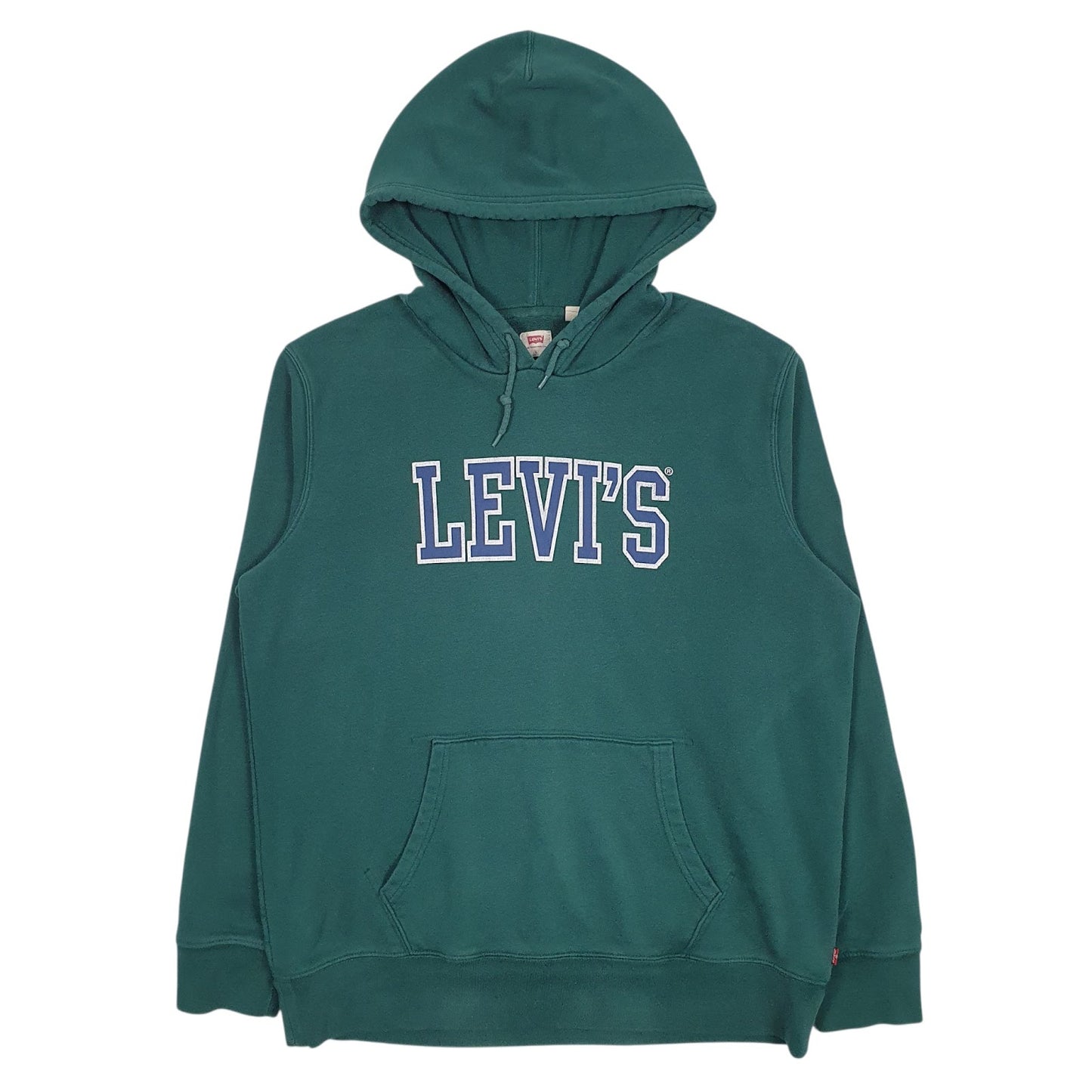 Mens Green Levis Spellout Hoodie Jumper