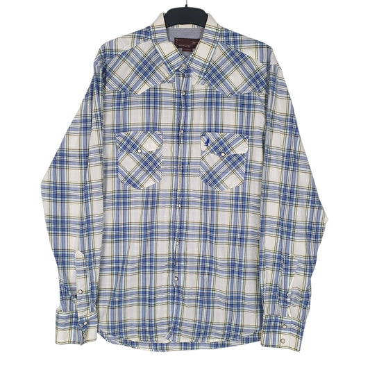 Mens Blue Marlboro Vintage Pearl Snap Long Sleeve Shirt