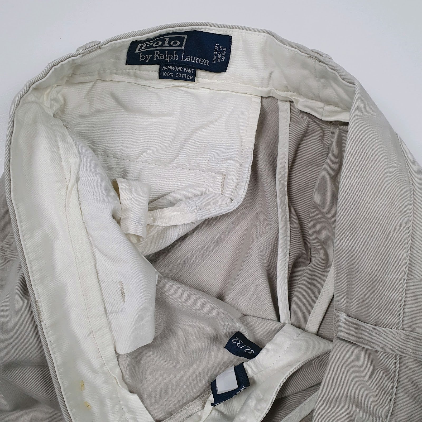 Mens Beige Polo Ralph Lauren Hammond Pant Pleated  Trousers