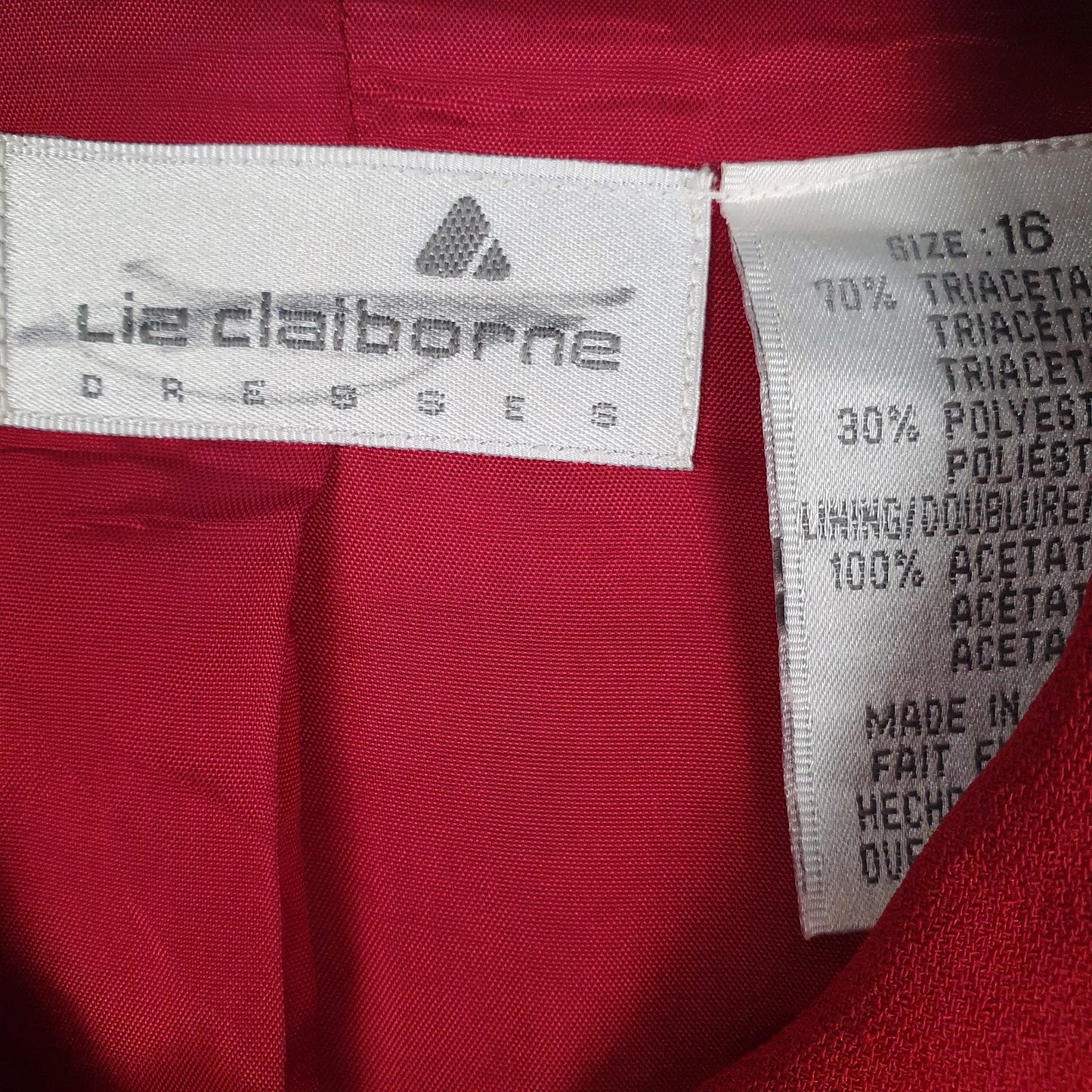 Womens Red Liz Claiborne Button Front  Dress